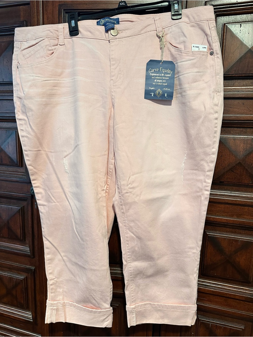 20W Democracy "Flex"-ellent Slim Straight Crop Pink Cropped Cuff Capri Jeans